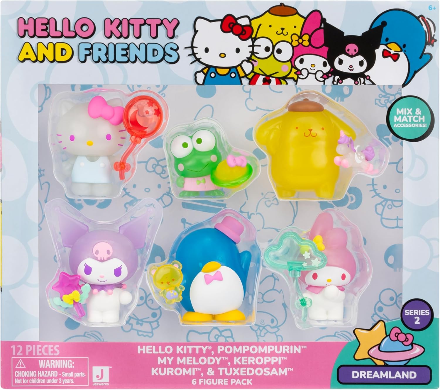 Hello Kitty - Pack of 6 Figures, Accompany Friends Adventures, Different Figures with Unique and Fun Accessories, for Children from 4 Years, Famous (HKT11000)