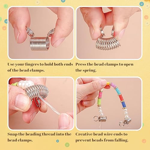 Miniatura 3 de PP OPOUNT 16 abrazaderas de cuentas para la fabricación de joyas, abrazaderas de cuentas para hacer joyas, evita que las cuentas se caigan, haciendo