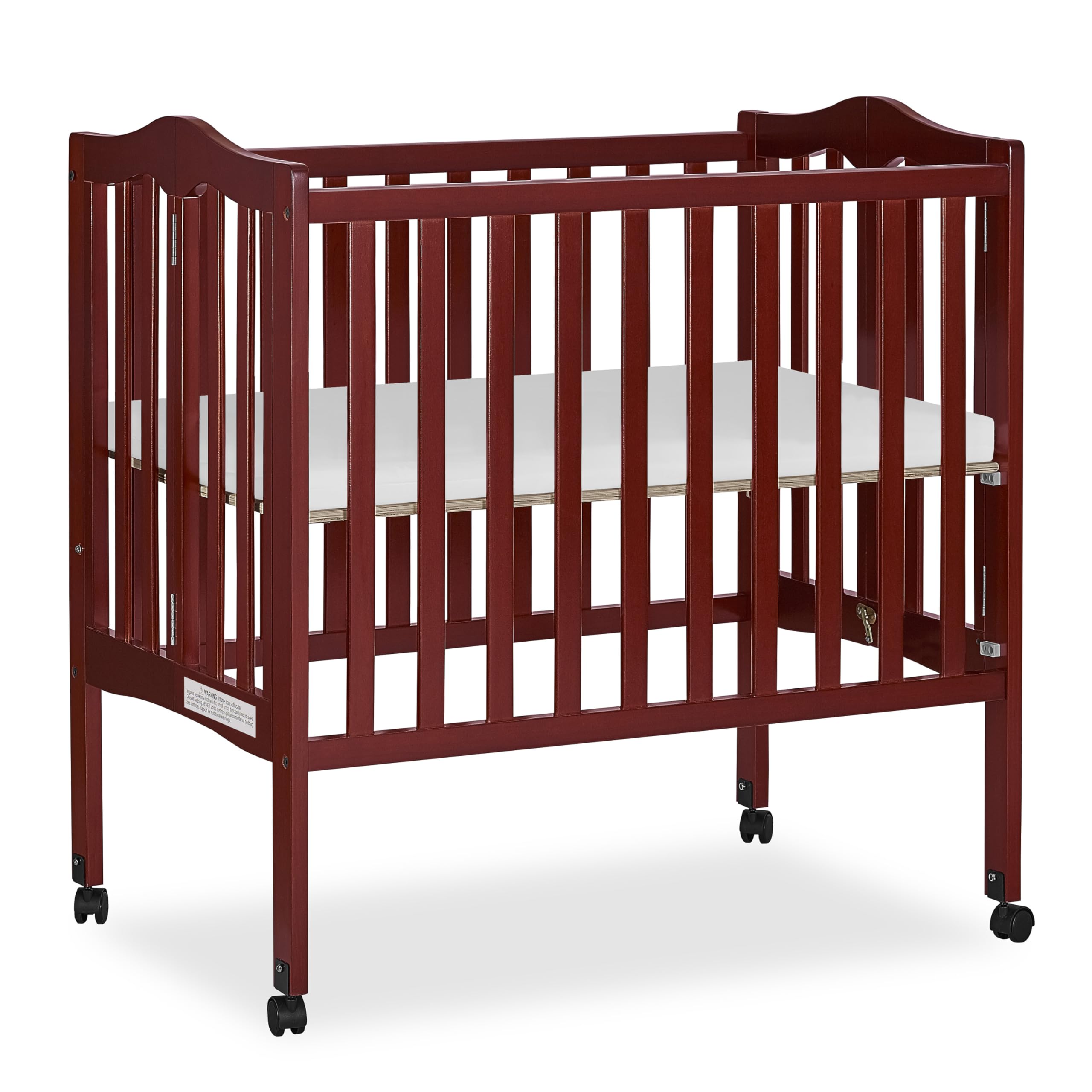 Dream On Me 2-in-1 Lightweight Quick Fold Portable Compact Mini Baby Crib in Cherry, GreenGuard Gold & JPMA, Patented Flat-Folding, Converts to