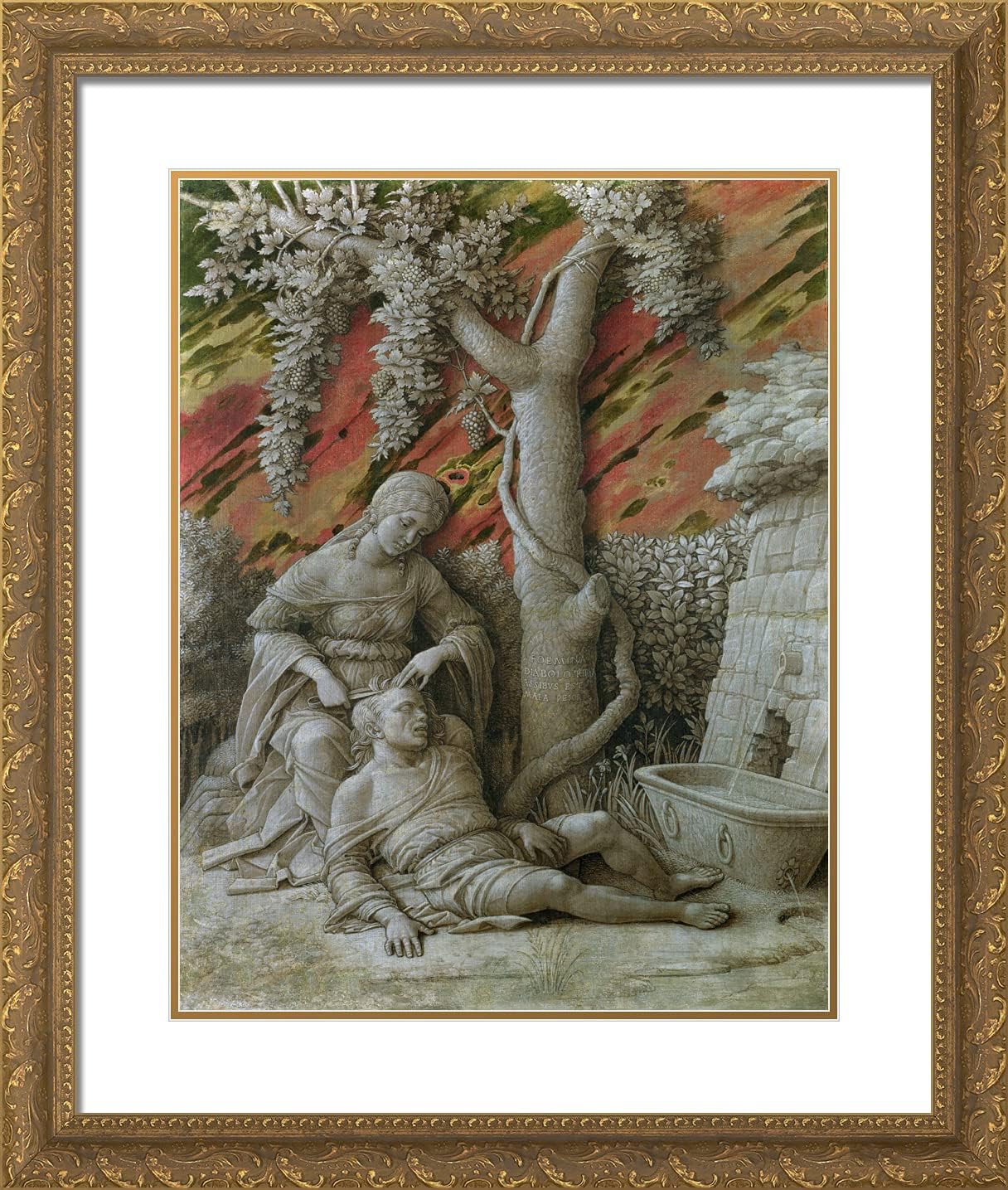 ArtDirect Mantegna, Andrea 20x23 Gold Ornate Framed Art Print with Double Matting Titled: Samson and Delilah