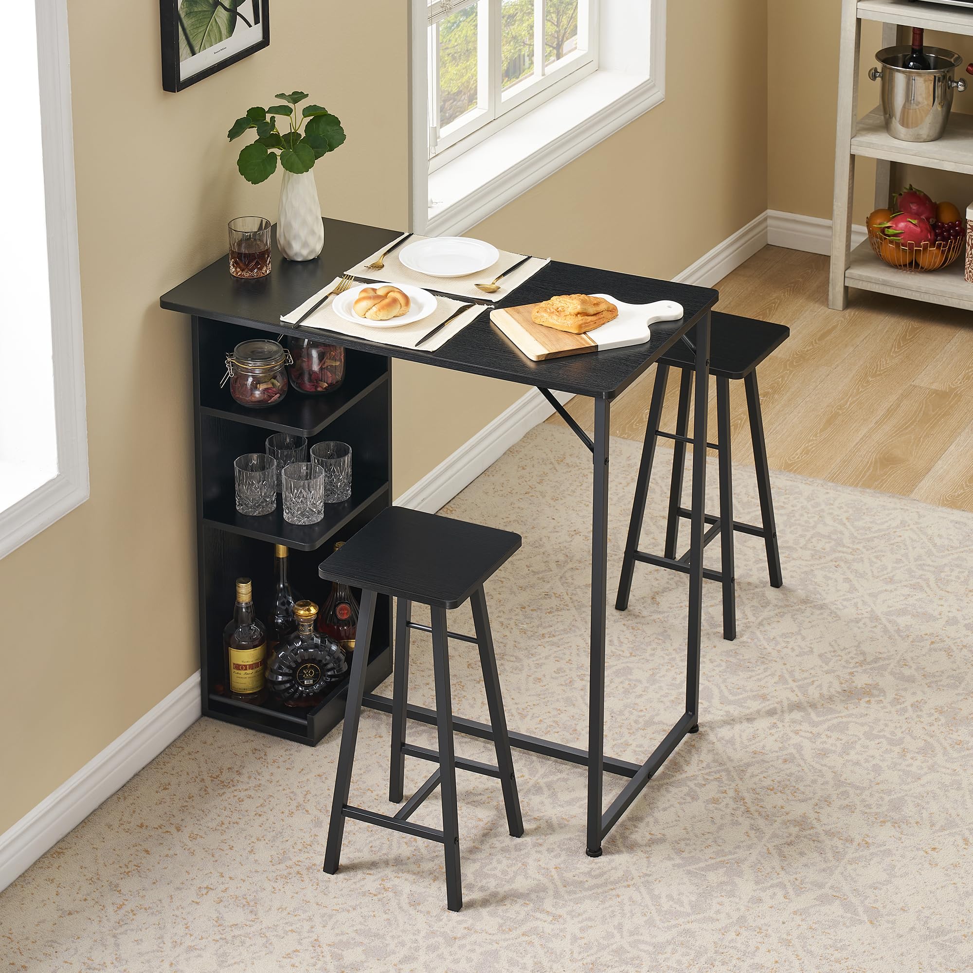 Garvee Table Bar avec 2 Tabourets 91,4 x 50 x 90,7 cm