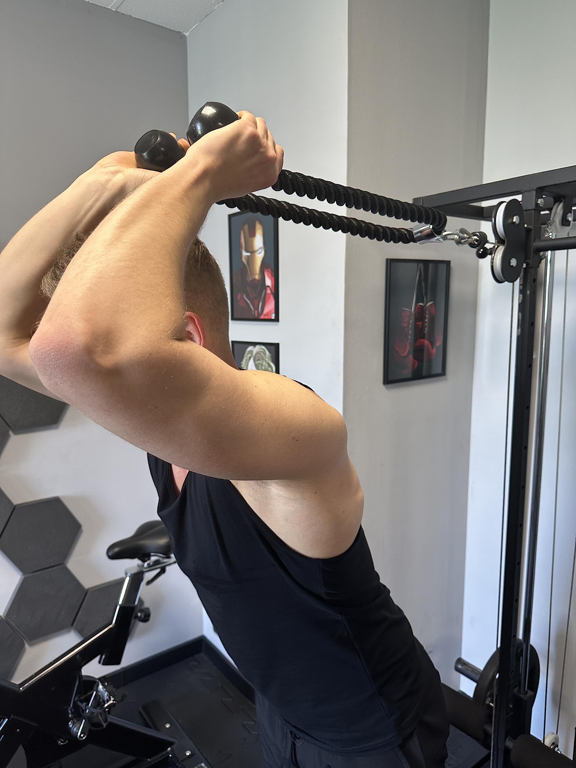 Lina do wyciągu atlasu, Uchwyt Sznur na triceps 120 cm długa