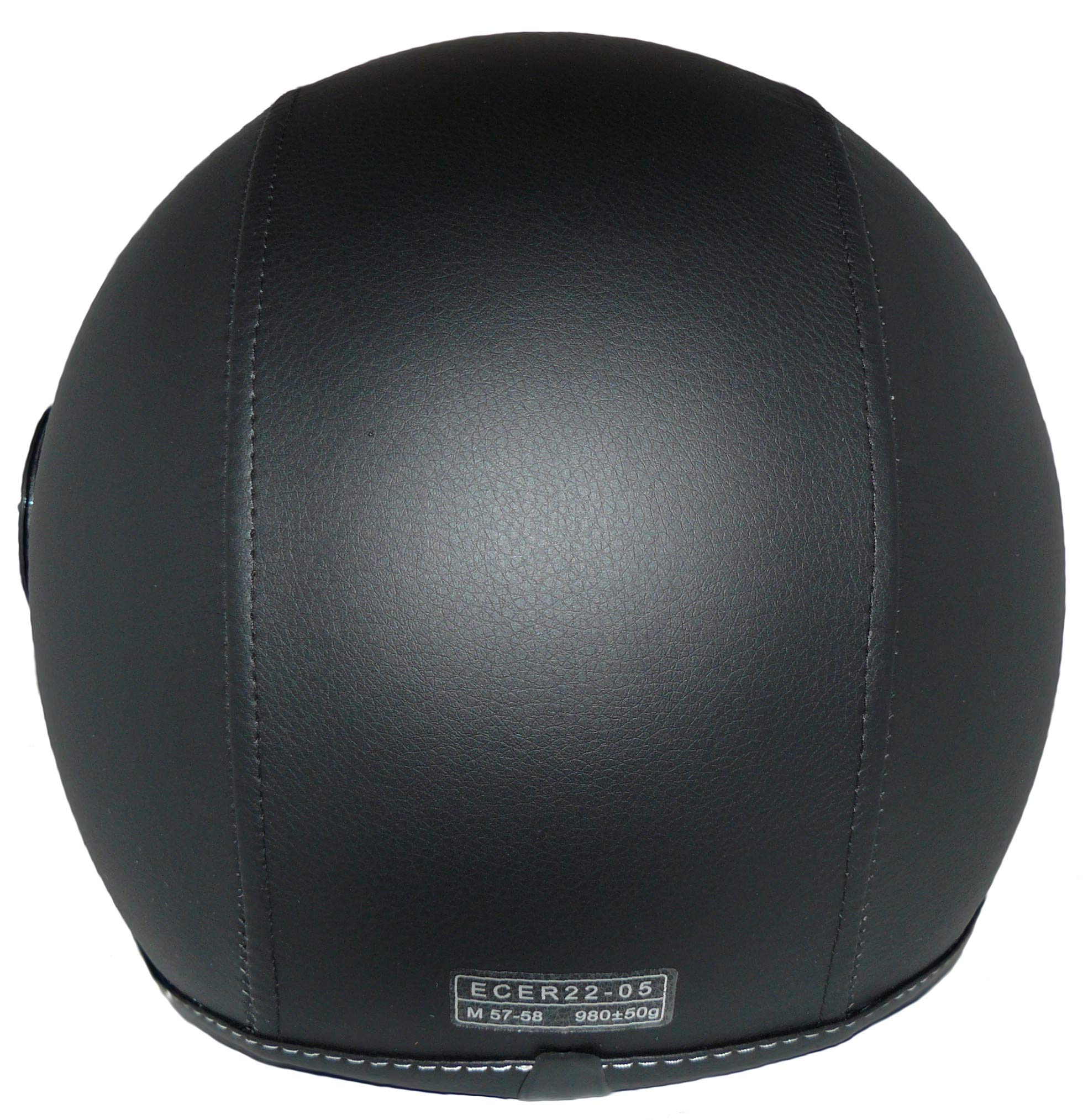 Męski kask motocyklowy H730, skórzany kask motocyklowy H730, skóra z powłoką ze sztucznej skóry, wzór pilotki, czarna powłoka ze sztucznej skóry, S EU