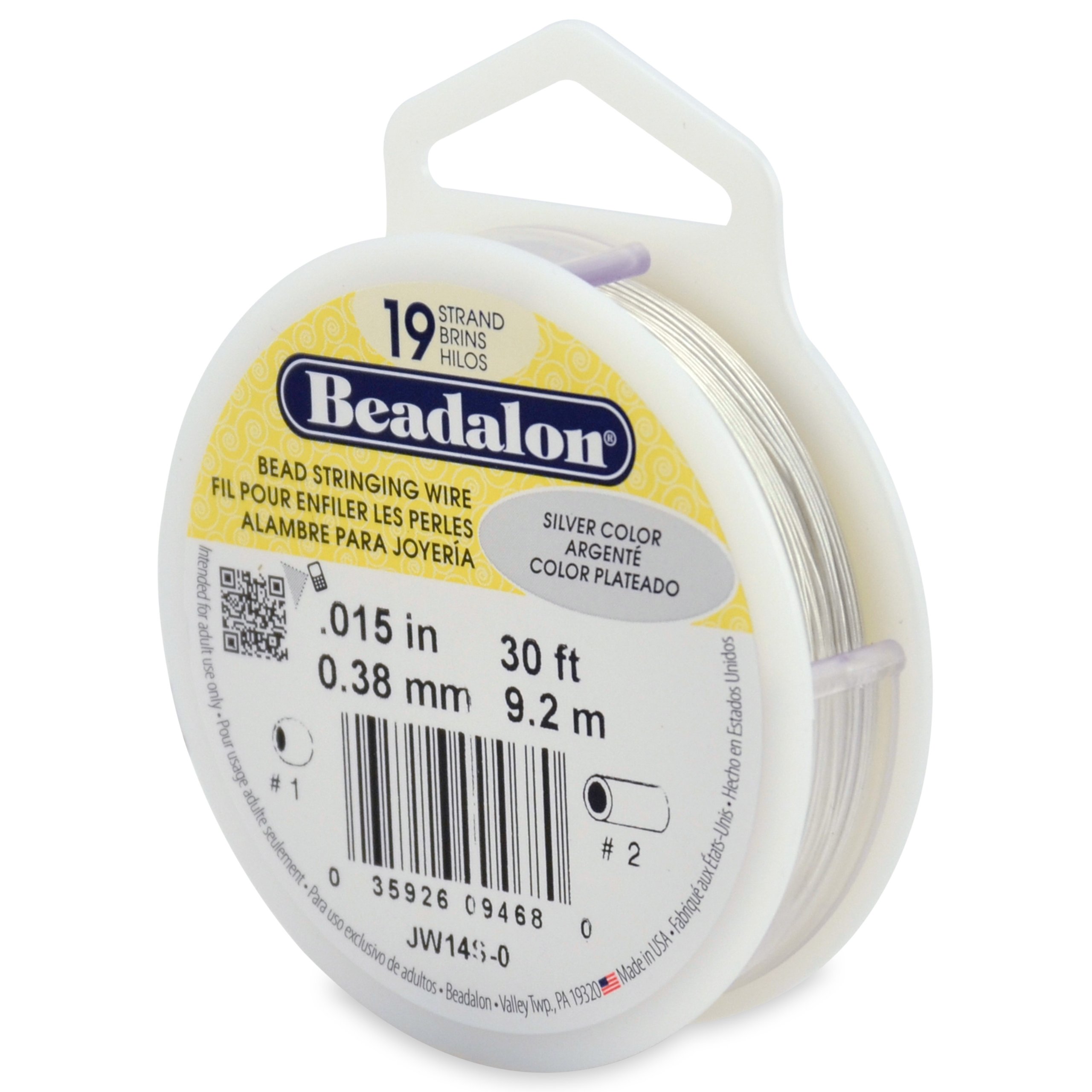 Beadalon 0,3 Mm X 9,2 M-Bobine De Fil 19 Brins Argenté Satiné