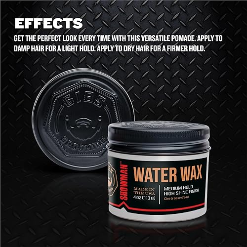 Miniatura 5 de GIBS Cera de agua, SHOWMAN-fijación media, brillo saludable, a base de agua, hecha en Estados Unidos, 4 onzas