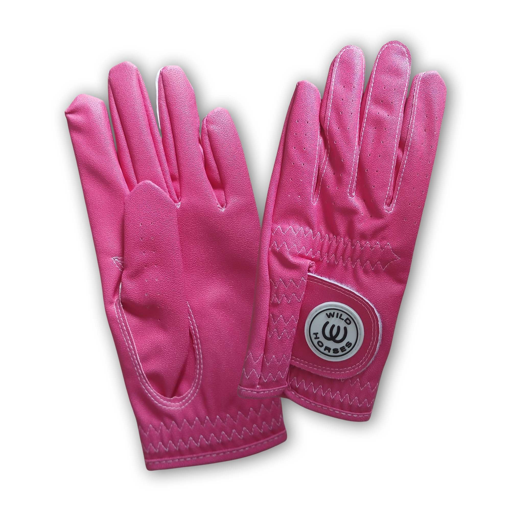 Wild Horses Ladie's Golf Glove - Premium PU Leather - Super Durable and Long Lasting - Women's Pink Golfing Glove (Pink, Medium, Right)