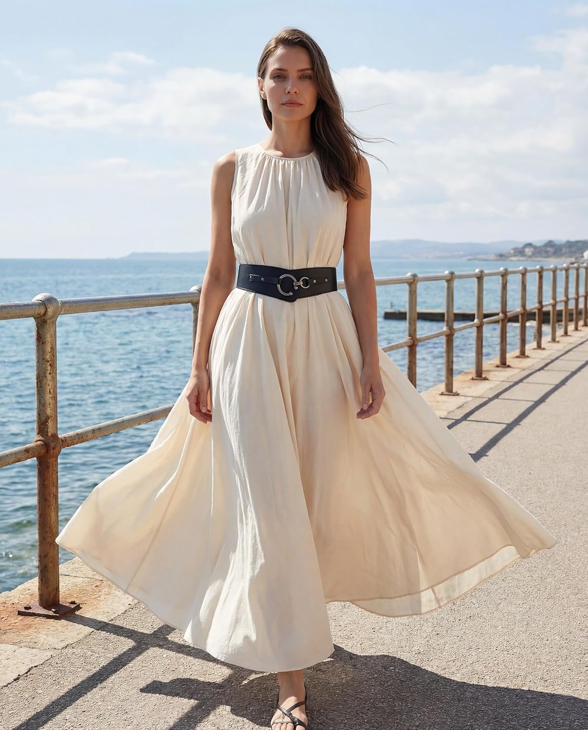 BlackButterfly Wide Elastic Stretch Retro Metal Interlock Buckle Belt - Image 5