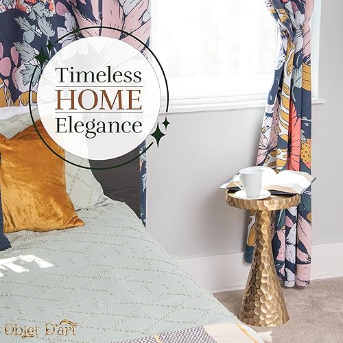 Miniatura 5 de OBJET D'ART Mesas auxiliares pequeñas redondas doradas, juego de 2, Arbre, 22 pulgadas de altura, acento de metal vintage, laterales, pedestal,