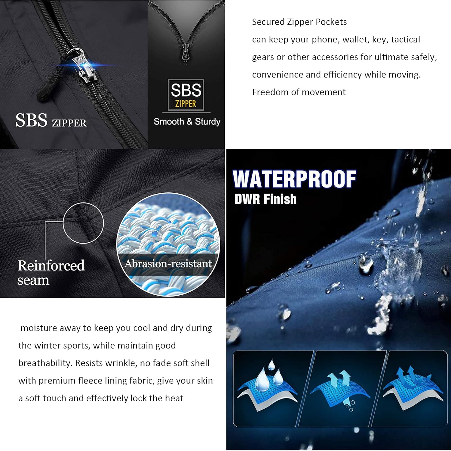 Miniatura 6 de Womens Snow Pants Winter Fleece Lined Waterproof Soft Shell Insulated Outdoor Camping Travel ski Pants