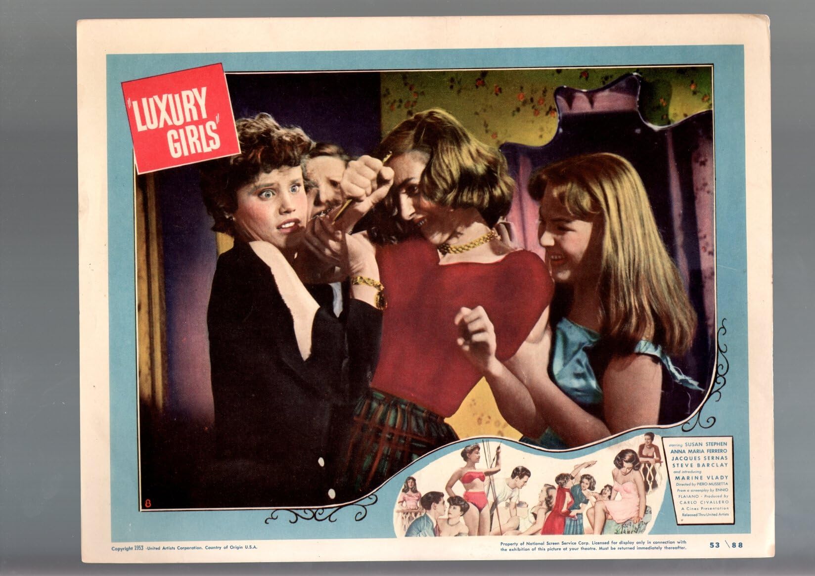 MOVIE POSTER: LUXURY GIRLS-1953-SUSAN STEPHEN-ANNA MARIA FERRERO-COMEDY-LOBBY CARD VF