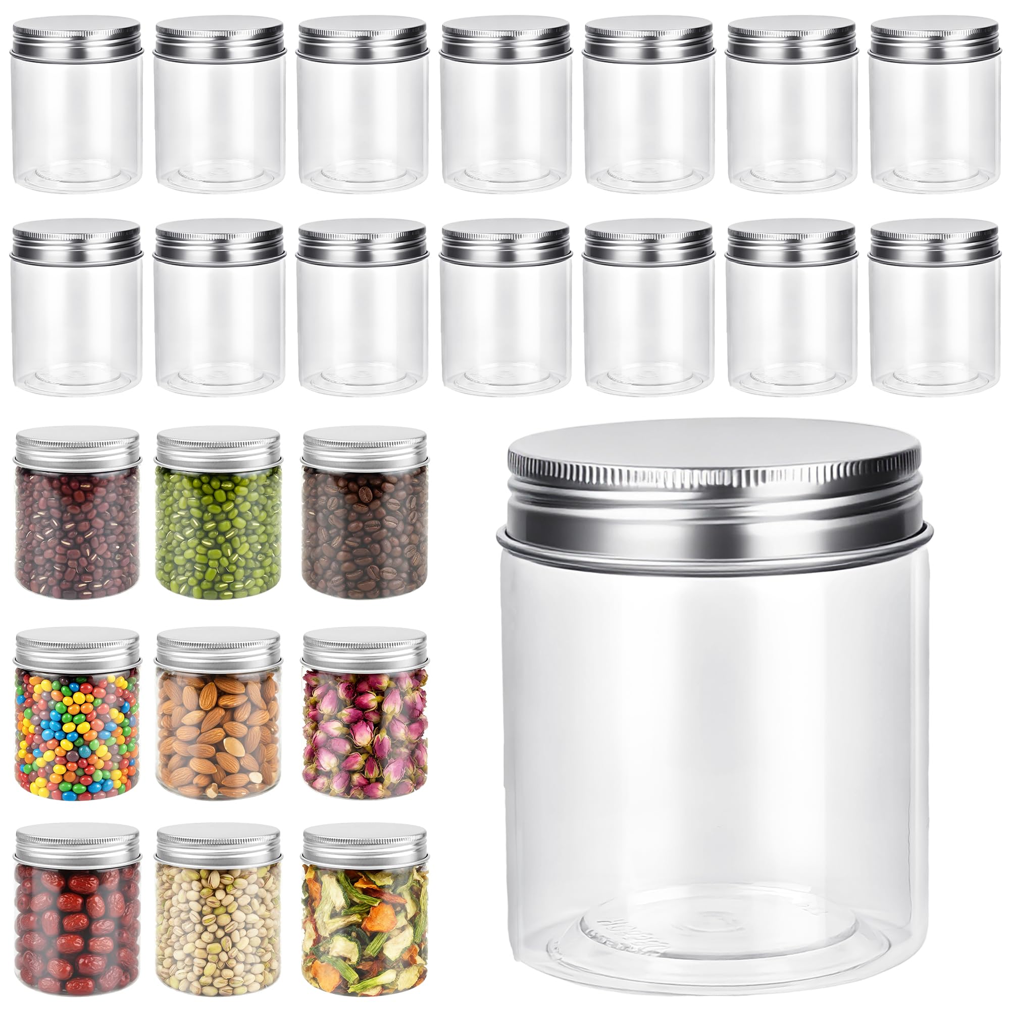 Axincardarm Clear 24 Pack Plastic Jars With Lids 215Ml Plastic Storage Jar With With Screw Top Lid Empty Small Spice Sweet Jars Pots For Kitchen, Food Slime
