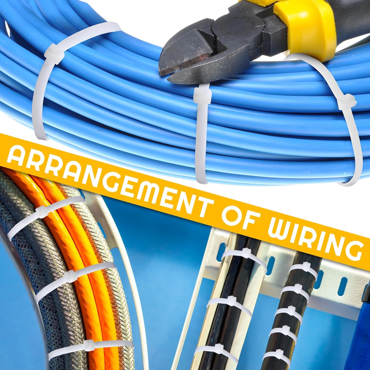 XunYee 48 Pcs 60 Inch Large Zip Ties Heavy Duty Outdoor Extra Large Zip Ties Extra Long Cable Wire Plastic Ties with 176 Pounds Tensile Strength Self Locking UV Resistant (White)