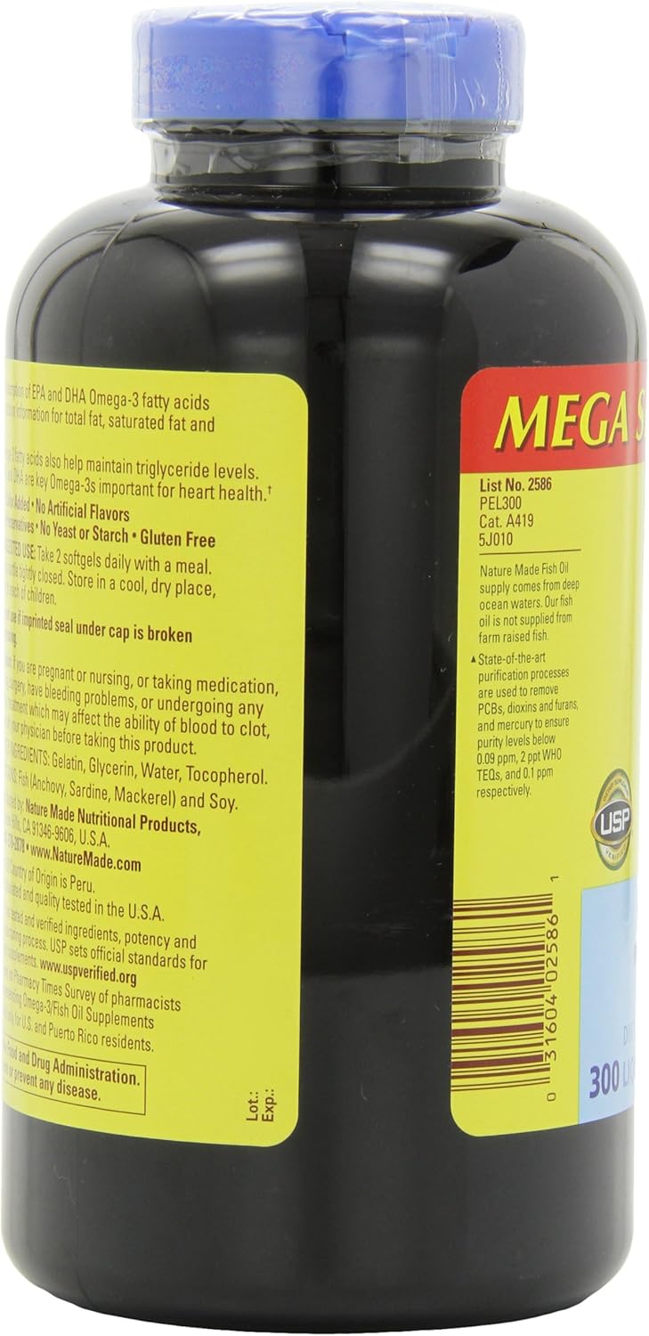 Nature Made 1200mg of Fish Oil, 2400 per Serving, 360mg of Omega-3, 300 Softgels, 300 Count (Pack of 1)