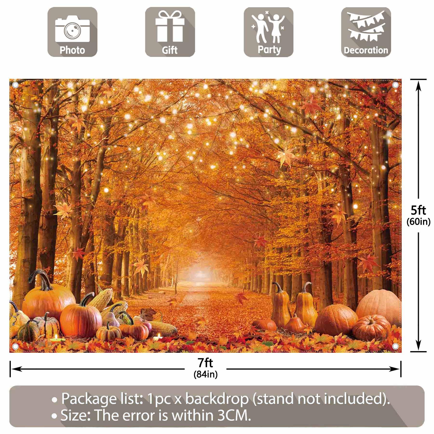 Fall Forest Red Truck Backdrop Autumn Maple Leaves Harvest Pumpkin Landscape Photo Background For Photography Fall Theme Thanksgiving Day Party Decorations Banner Birthday Baby Shower Backdrop 8x6ft