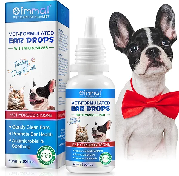 NenMaoKeNu Cat & Dog Ear Infection Treatment Drops, Ear Cleaner to Soothe and Relieve Itchness, with 1% Hydrocortisone for Dog Ear Infections, Prevents Inflammatio, Treats Ear Infections- 2.02 Fl.Oz