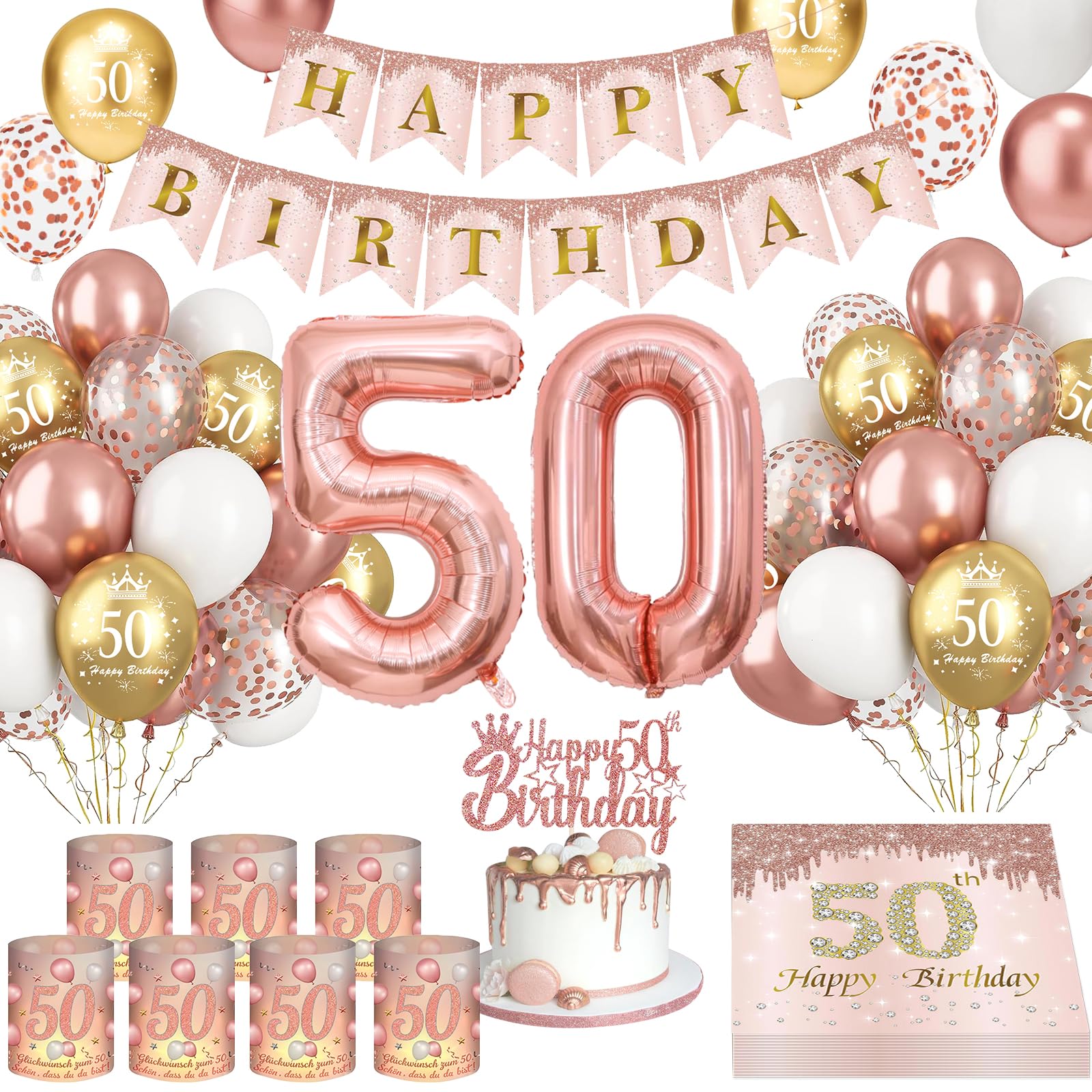 Ballons Deko Geburtstag Mädchen Luftballons Geburtstagsdeko Rosegold Windlicht Tischdeko