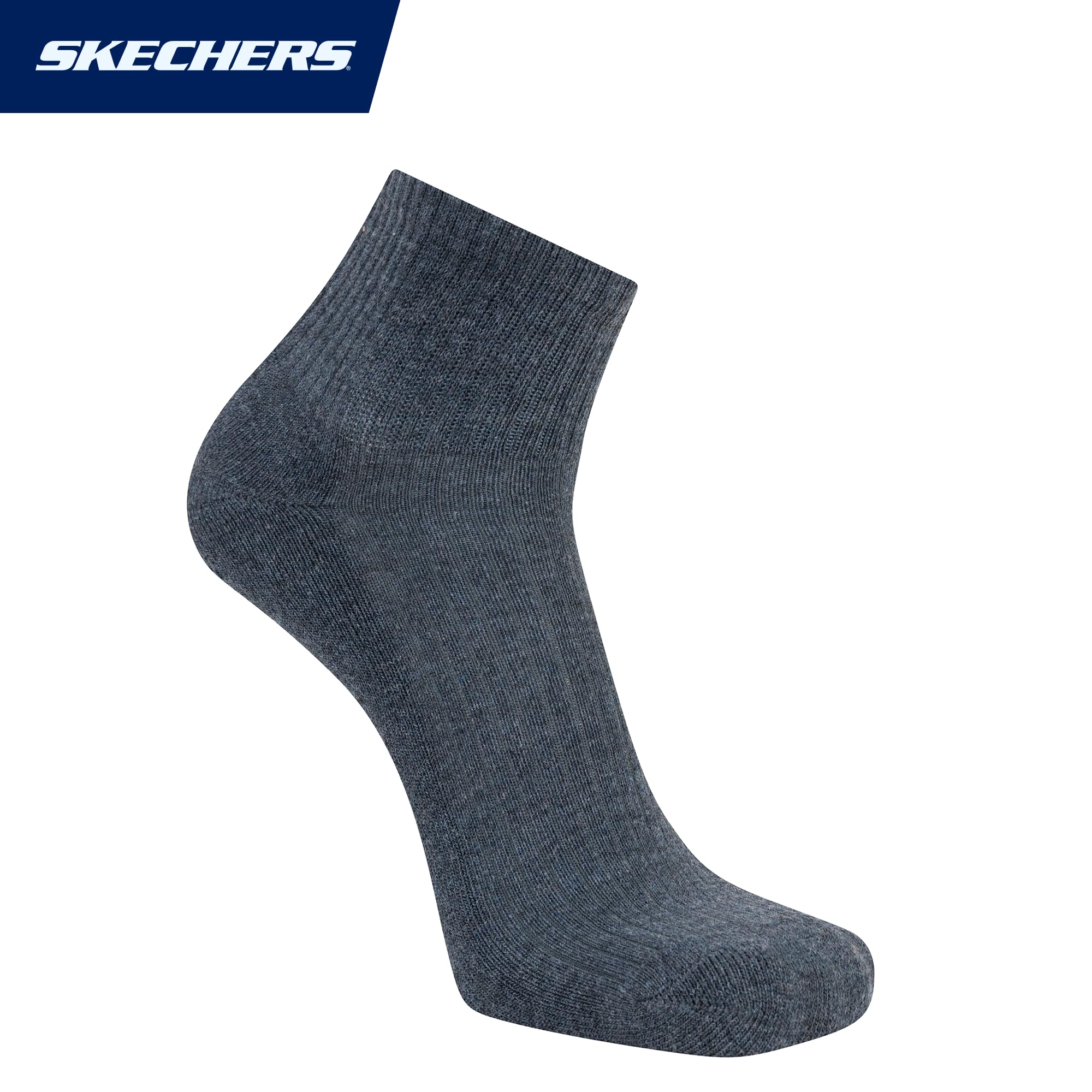 Skechers Męskie 10-pak półfrotte klasyczne skarpety Quarter Crew, wygodne dopasowanie i amortyzowana wkładka, Biały/stalowy szary/ciemny dżins, 43-47 EU