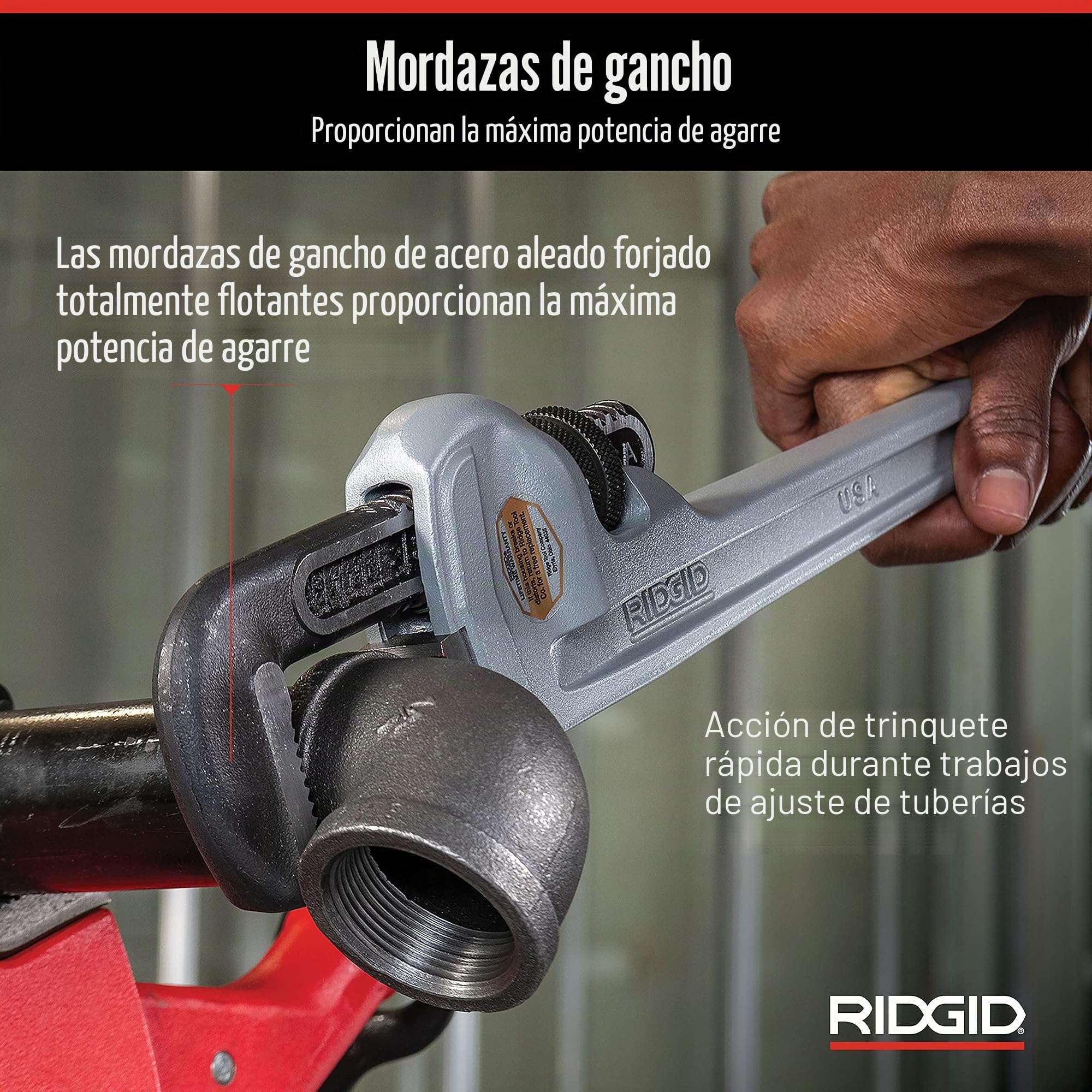 RIDGID 31105 Modelo 824 Llave recta de aluminio para tubo, Llave de fontanería de 24 pulgadas