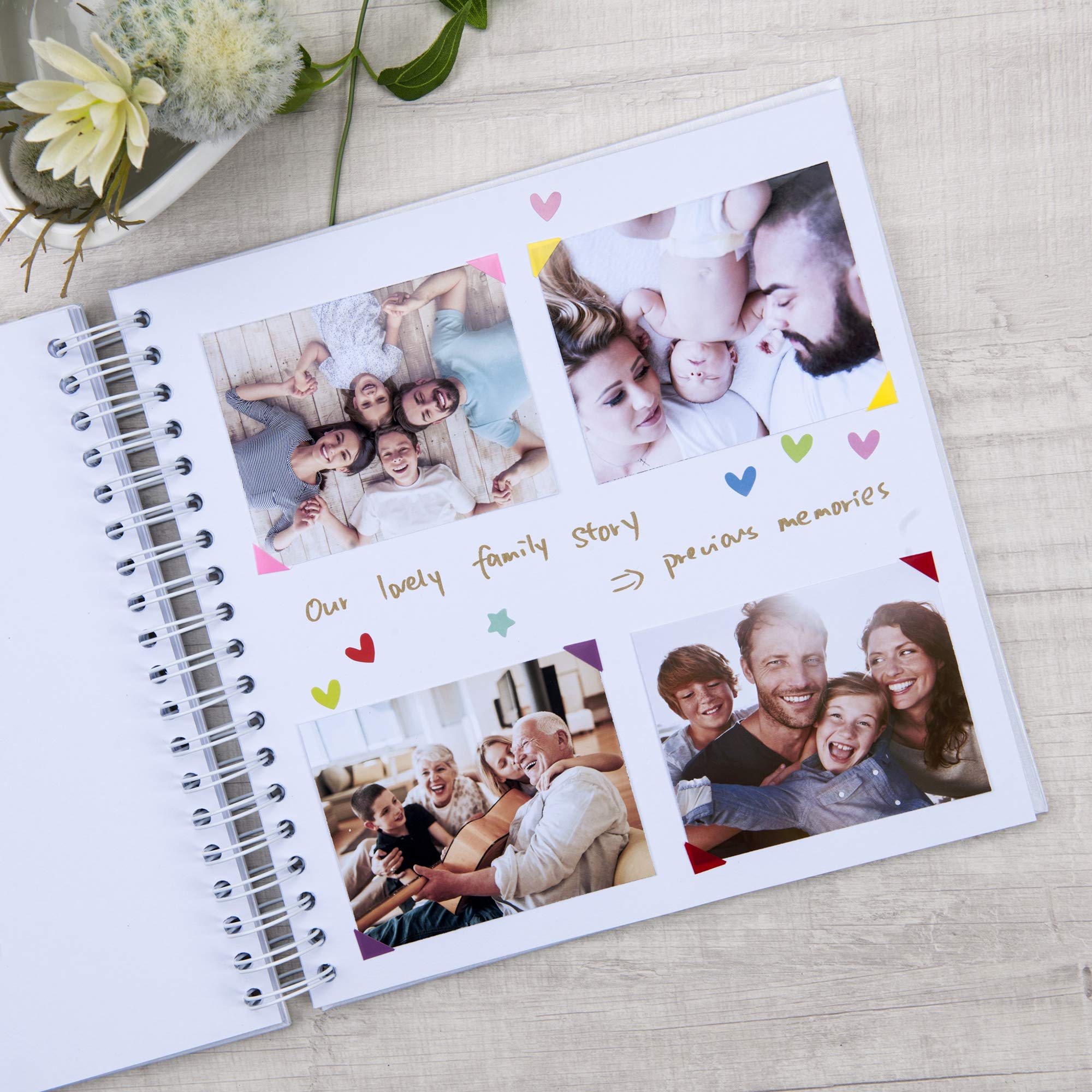 Album fotograficzny do scrapbookingu, z okładką, 80 stron, w twardej oprawie, do księgi gości, rocznicy, na walentynki, 25 x 25 cm, biały, 25 x 25 cm
