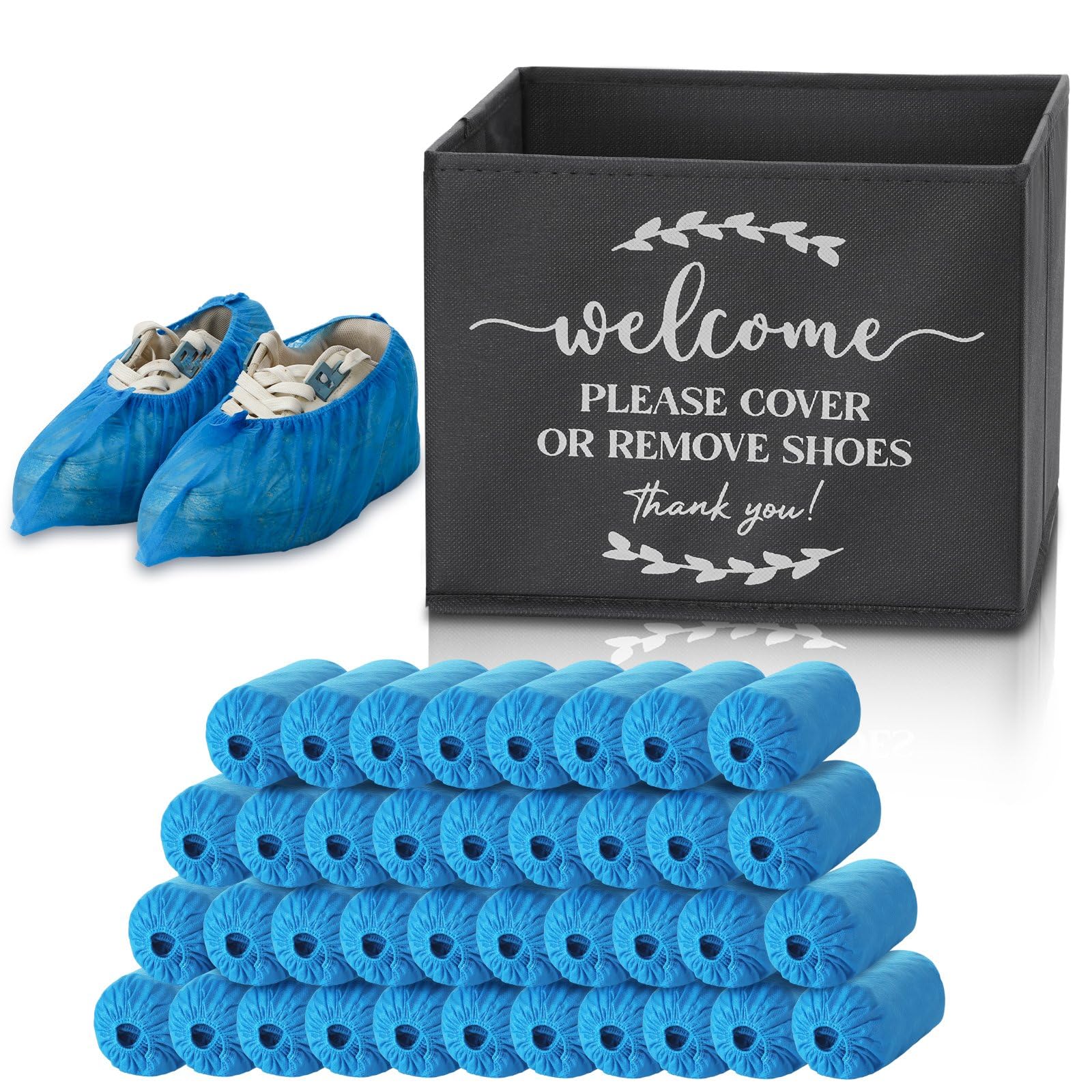 Suzile 200 Pack Disposable Shoe Covers with Dispenser Box, Gray