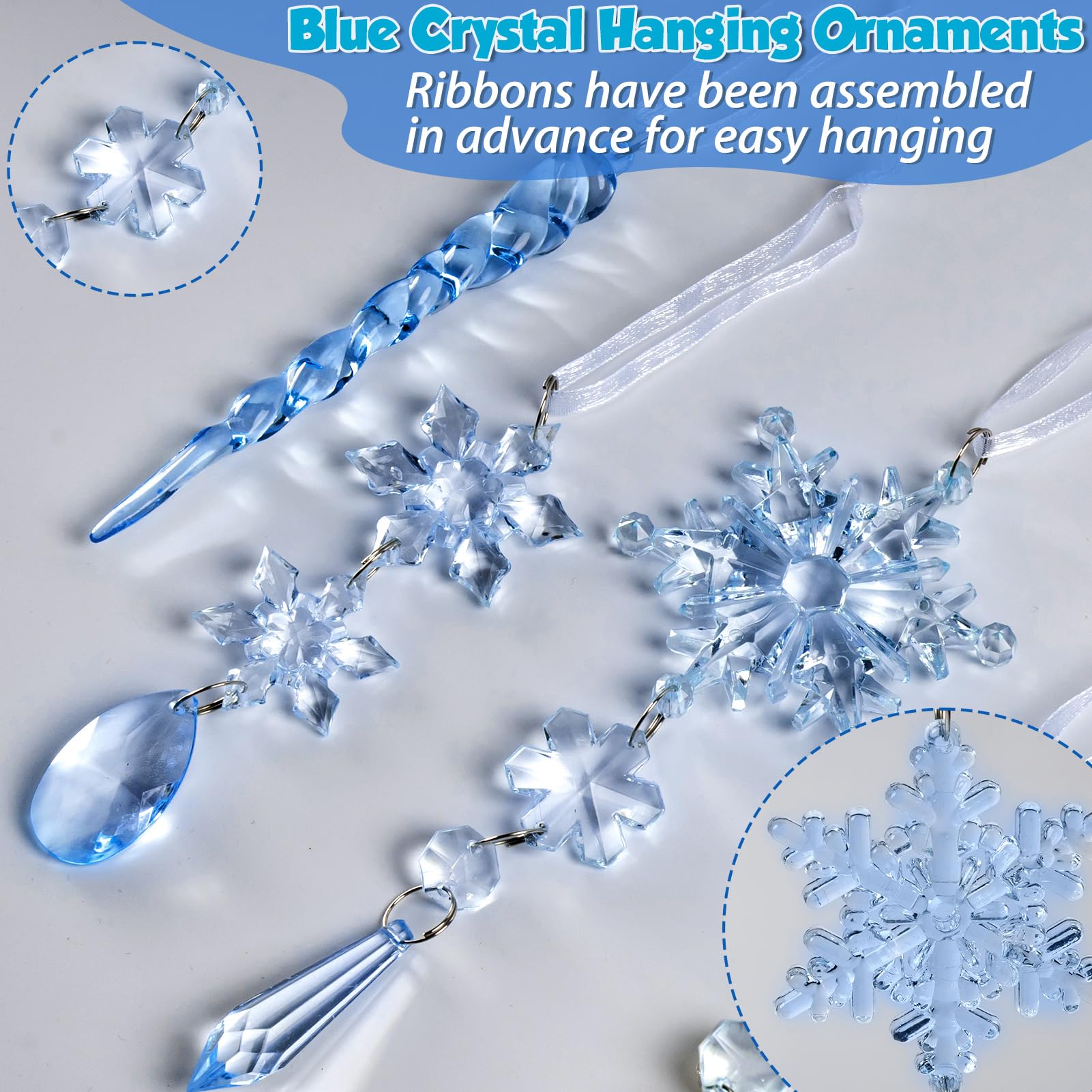 Amazon.com: 18pcs Crystal Christmas Ornaments for Christmas Tree