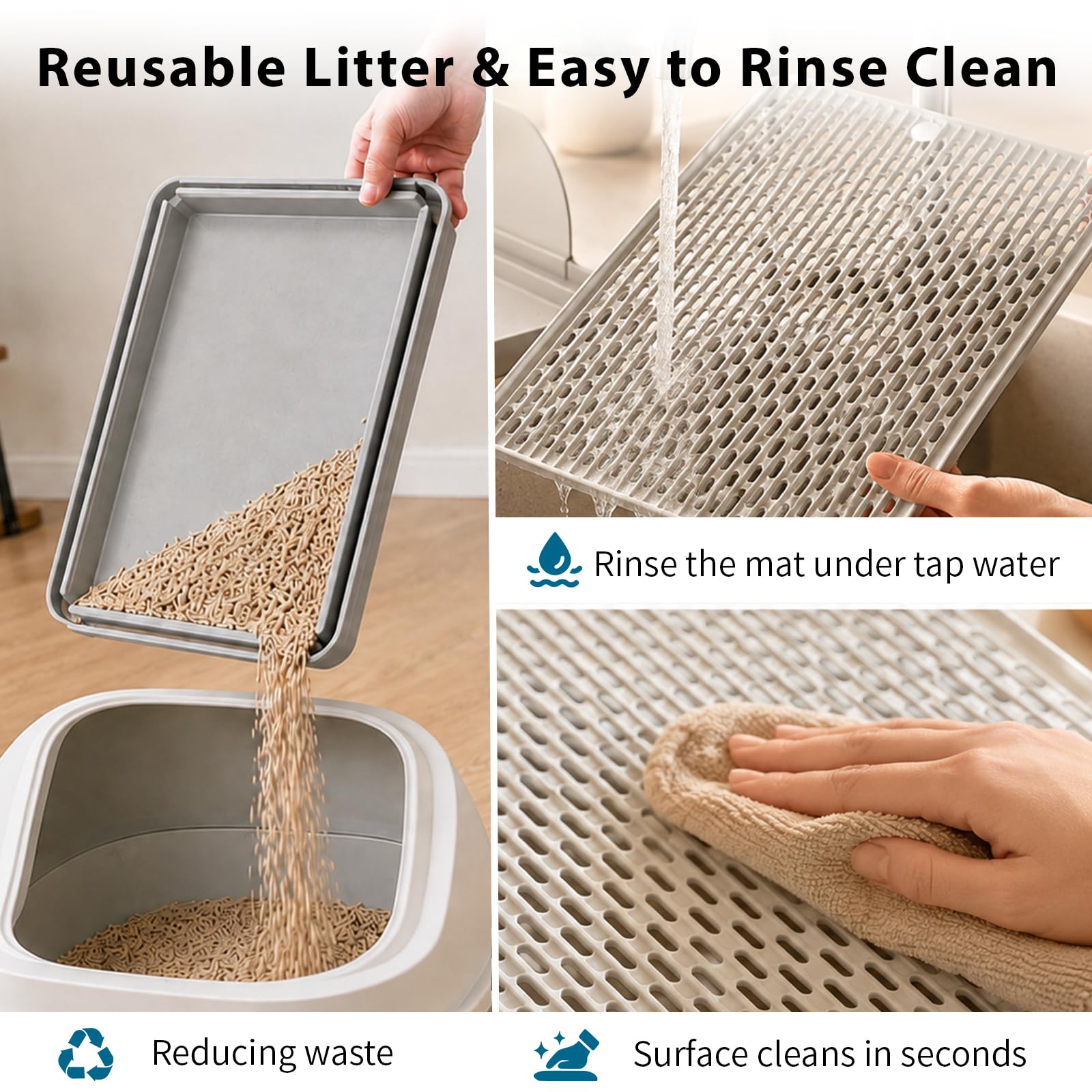 Katzenstreu-Rampe mit Auffangfunktion – Universelle Einstiegshilfe für Kätzchen und ältere Katzen – Leicht zu reinigende Katzentoiletten-Trittstufe – Katzentoiletten-Rampe – Cat Litter Box Step