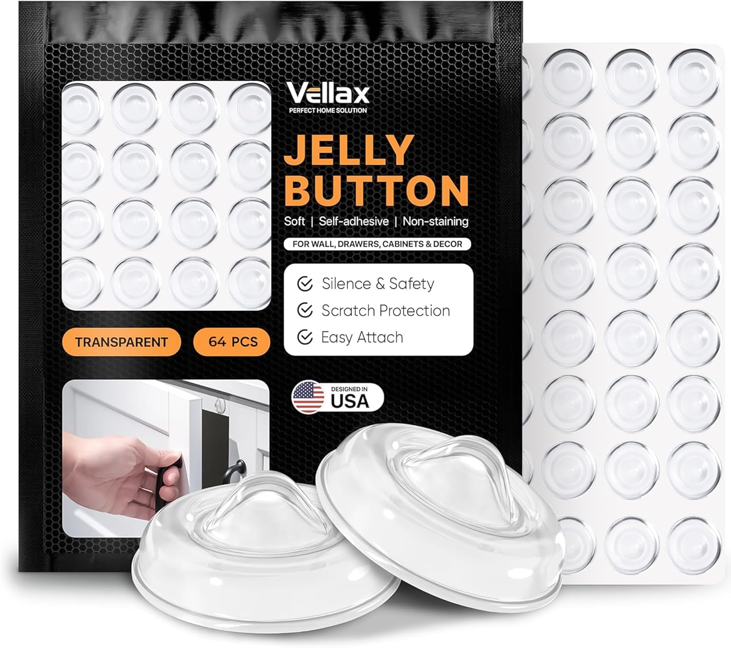 Rubber Stoppers Vellax Self Adhesive Cabinet Door Bumpers 128