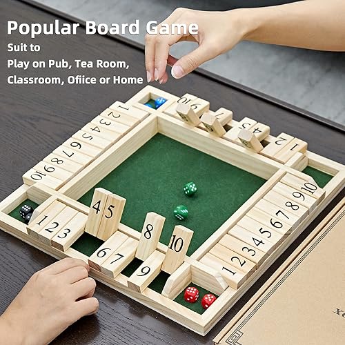 Miniatura 7 de ApudArmis Juego de mesa grande de madera con dados de cierre de 4 vías de 14 pulgadas cierre la caja para niños y adultos adición de aprendizaje
