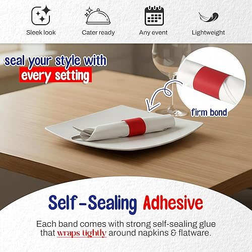 Miniatura 4 de MT Products Servilleta de papel autoadhesiva roja de 1.5 x 4.25 pulgadas, paquete de 750