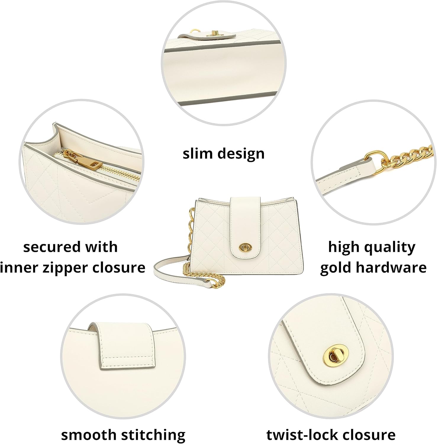 Scarleton Crossbody Bags for Women, Quilted Shoulder Bag Purse, Gold Chain Crossbody Bag Purses for Women, H2117 - Image 5