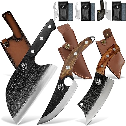 XYJ Cuchillos de cocina Full Tang Cuchillos de cocina serbios con funda de transporte de acero inoxidable, rebanado, cuchillo de cocina para