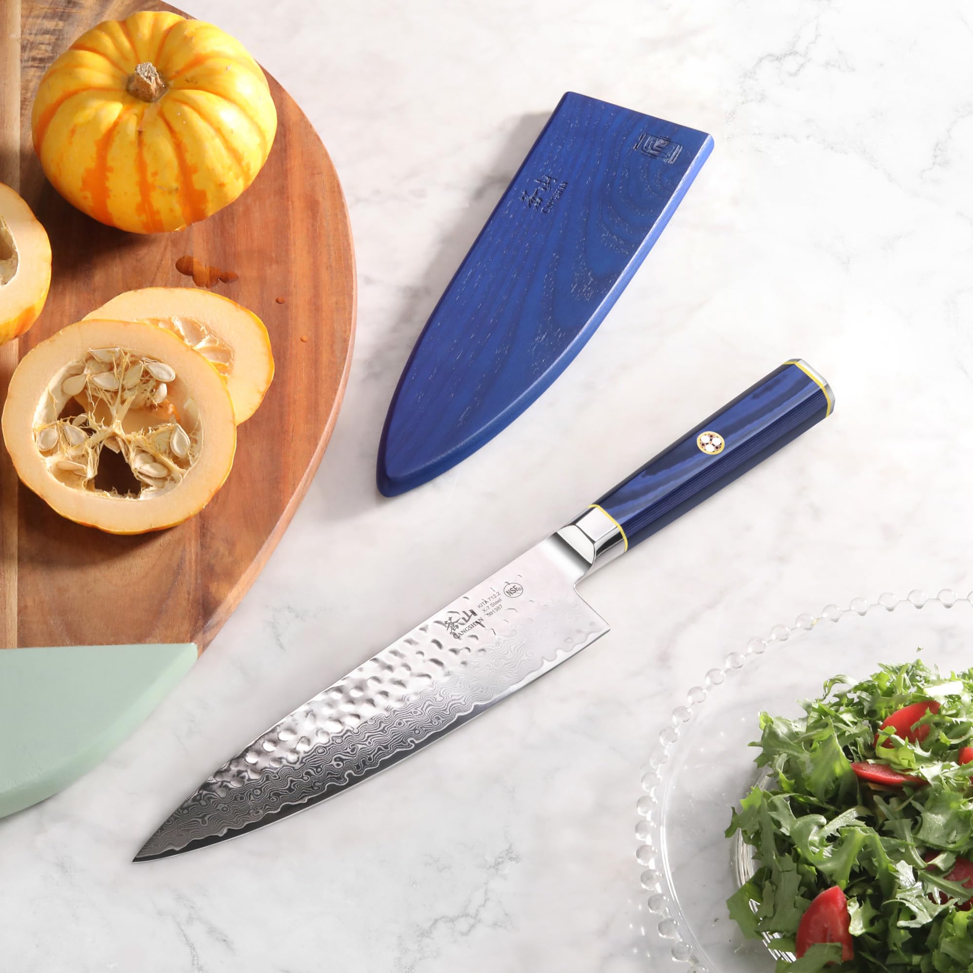 Cangshan KITA Series 8-Inch Chef's Knife with Sheath, High Carbon X-7 Damascus Steel, 501387 — Amazon image 6