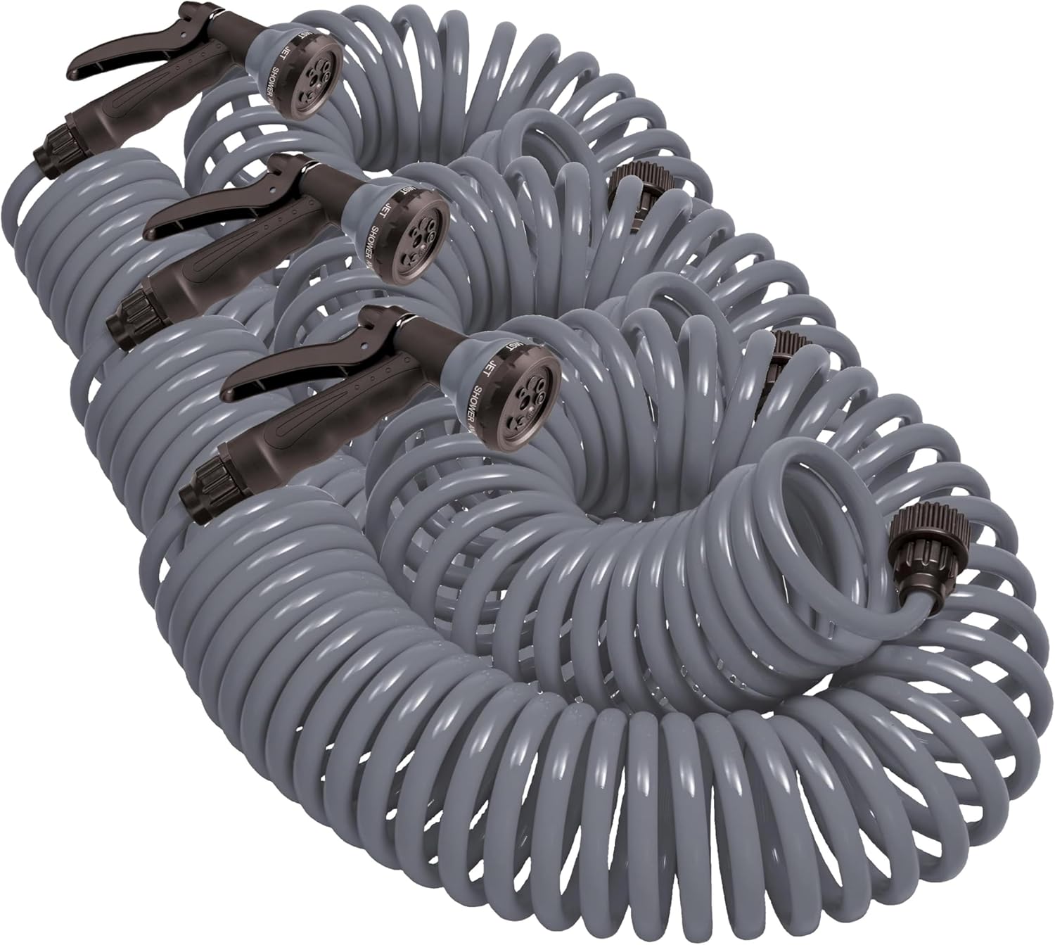 Orbit 27389 Coil Garden Hose, 50 Feet, with 8-Pattern Hose Nozzle (Green)