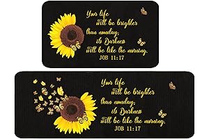 Graceful Sunflower Bible Verse 2 Pieces Kitchen Rug Set