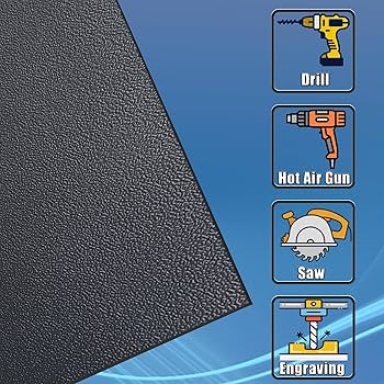 Corrugated Plastic Board Black Pack- BLACK ABS PLASTIC SHEET 1/4 Thick 12 X 24 Nominal Construction Plastic Sheets