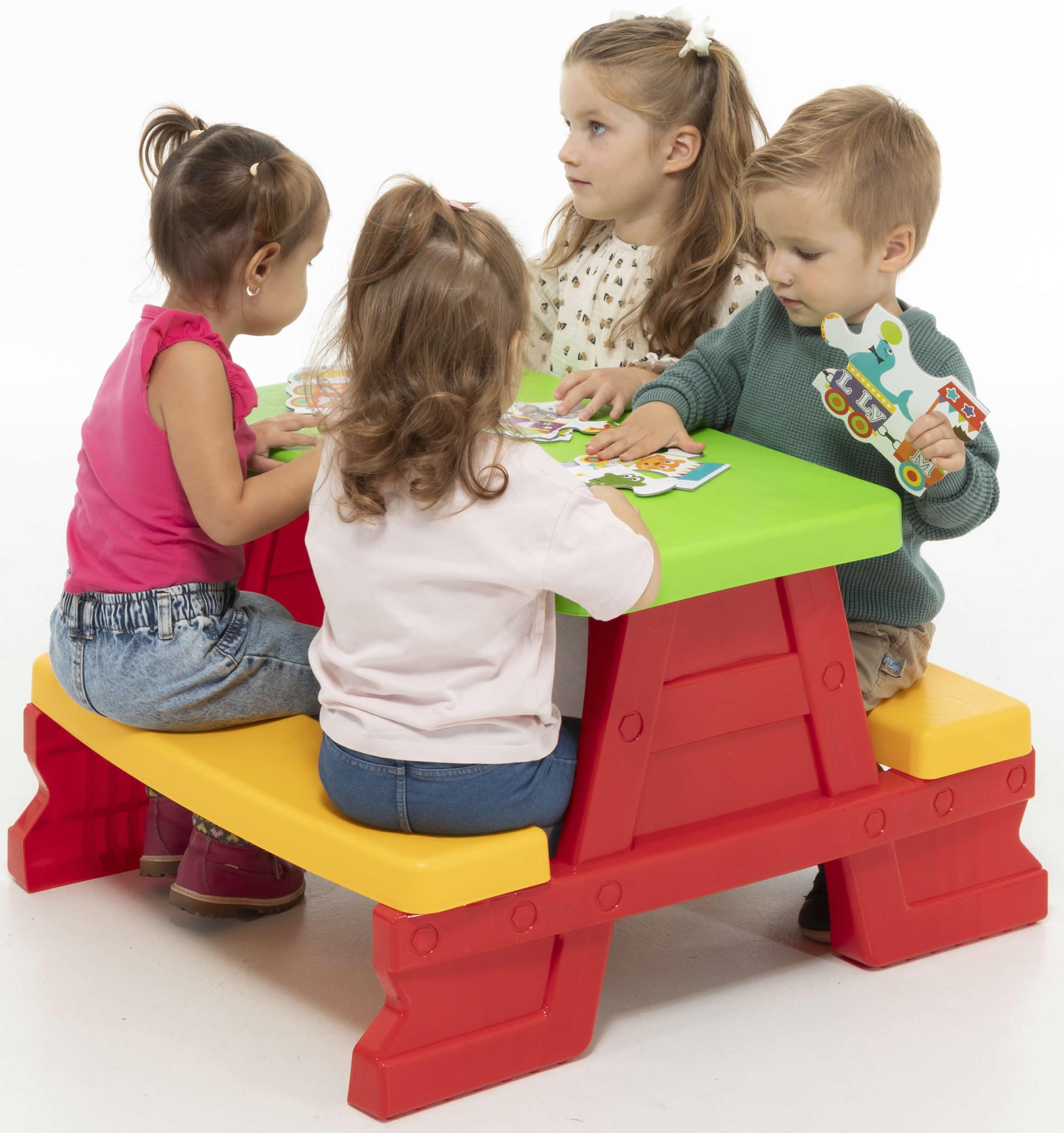 Kinder Sitzgruppe Picknick Sitzgarnitur Outdoor Bank Tisch Kombi rot