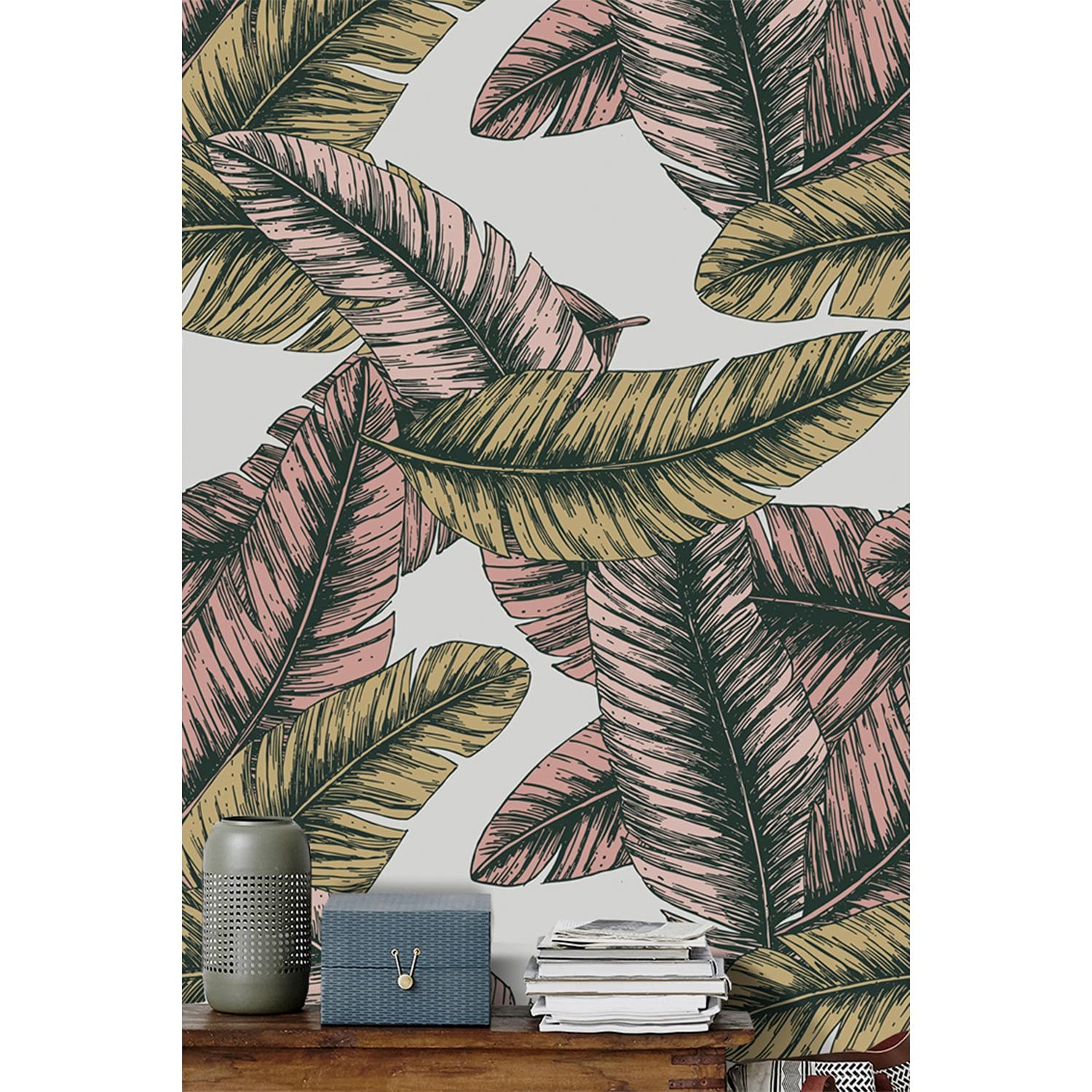 Papier peint latex Coloray feuilles de bananes chaudes décoration murale premium 104x70