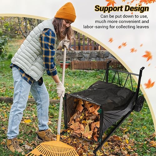 Miniatura 6 de CAROD Soporte para bolsas de basura, soporte ajustable de metal para bolsas de hojas de 30 a 45 galones de capacidad, carrito de bolsas de basura