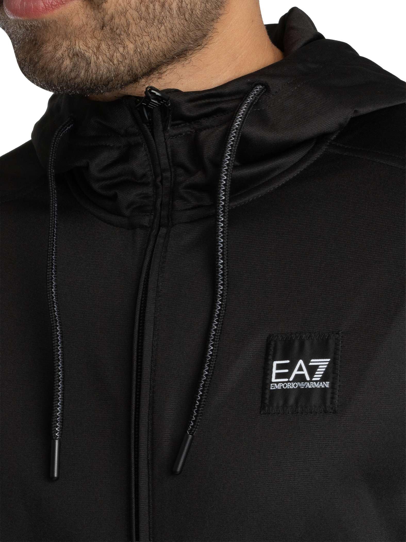 EA7 Męski Bluza Z Kapturem I Zamkiem Błyskawicznym Na Siłownię, Black, M