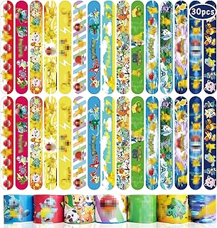 Viicoor 30 PCS Slap Bracelets, Snap Bracelets Slap Bands Slap Wrist Bands for Kids Boys Girls Birthday Party Halloween Favors, Kid Prizes Loot Bag Goodie Bags Items Pinata Fillers Treat Gift Toys