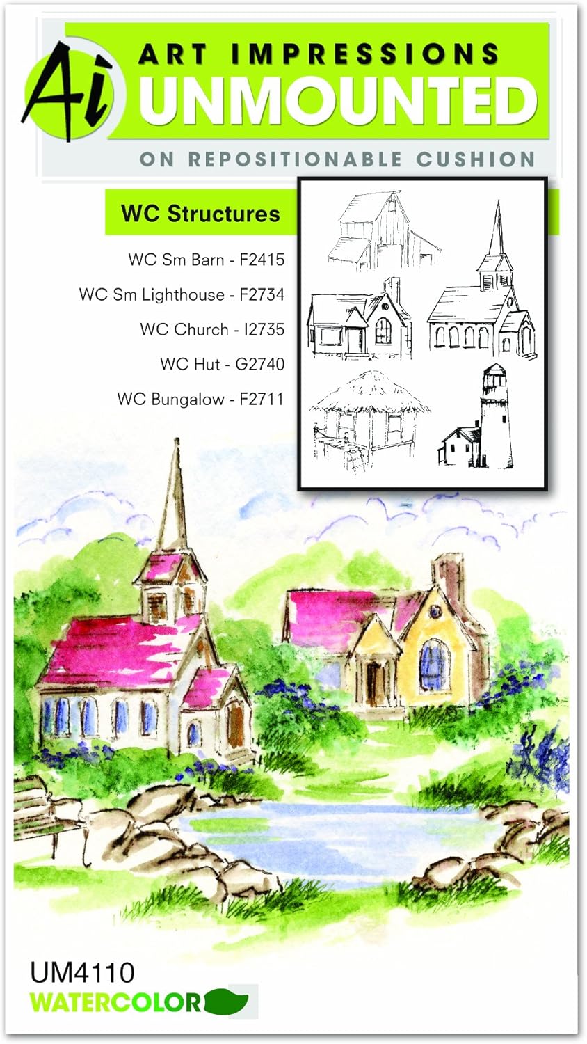 Art Impressions 4110 Watercolor Series Wc Structures Rubber Stamp : Amazon.co.uk: Stationery & Office Supplies