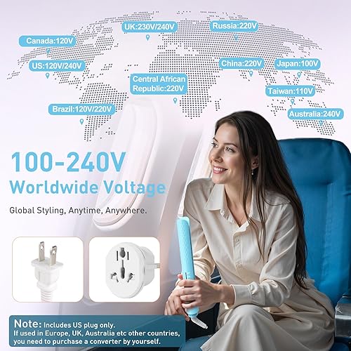 Miniatura 4 de Alisadora de pelo, plancha plana de iones negativos antiencrespamiento, calentamiento rápido de 15 segundos, memoria de temperatura, ajustable a 450