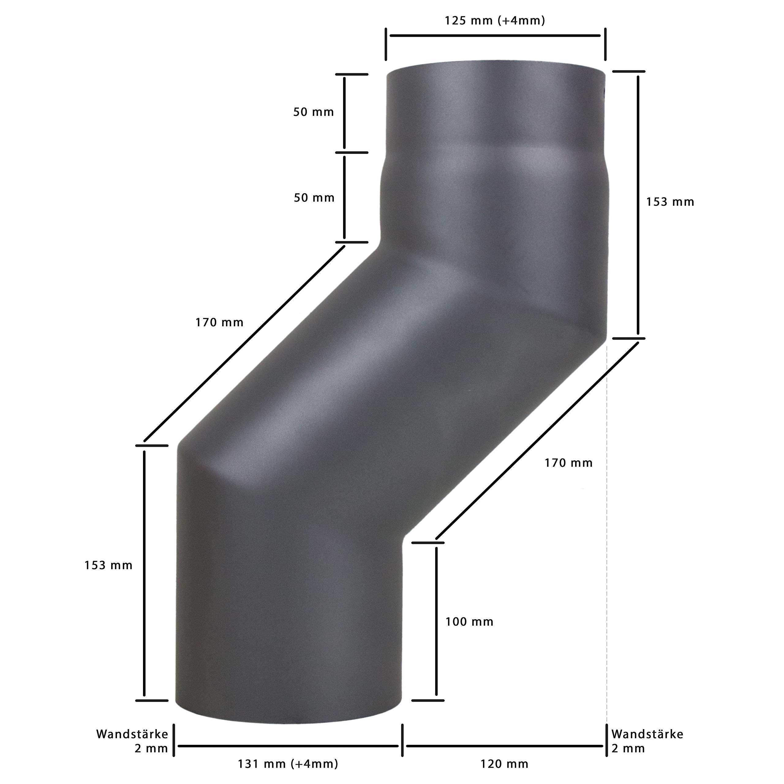 Tubo Per Stufa A Legna Con Offset 120 Mm - Diametro DN 130 Mm, Nero Resistente Al Calore - Foto 6