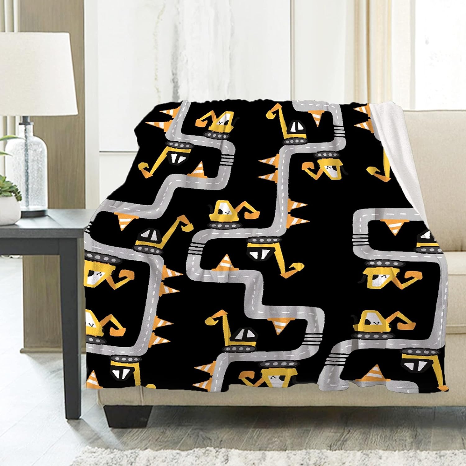 Truck Tractor Blanket, Construction Truck Blanket Throw, Ultral Soft Warm