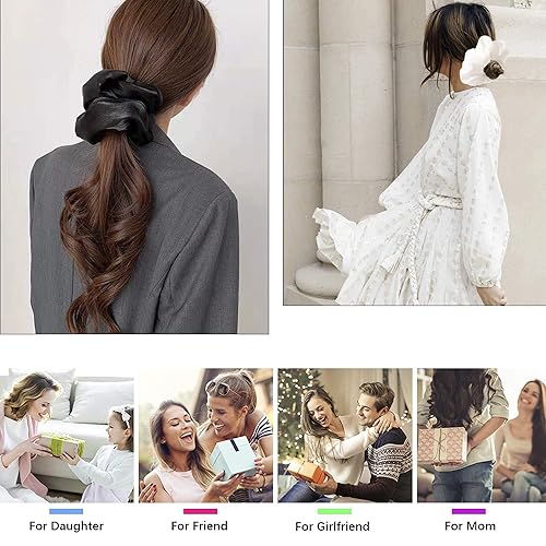 Miniatura 4 de Scrunchies - Lazos para el cabello para mujeres, coleteros grandes de satén de seda, extragrandes, gigante, de gran tamaño, lindo Scrunchy para