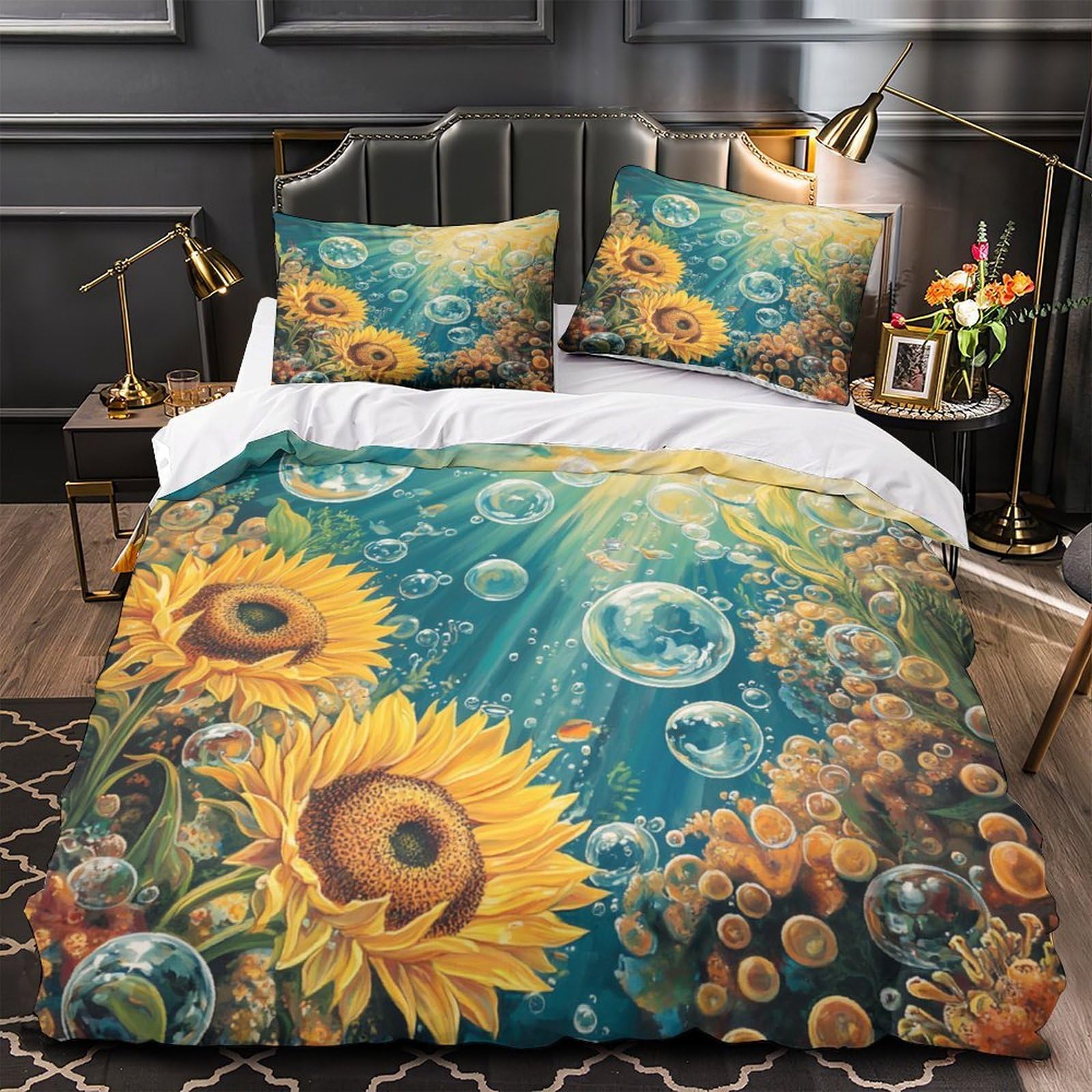 Drap de couette microfibre anti-tache entretien facile océan fantastique