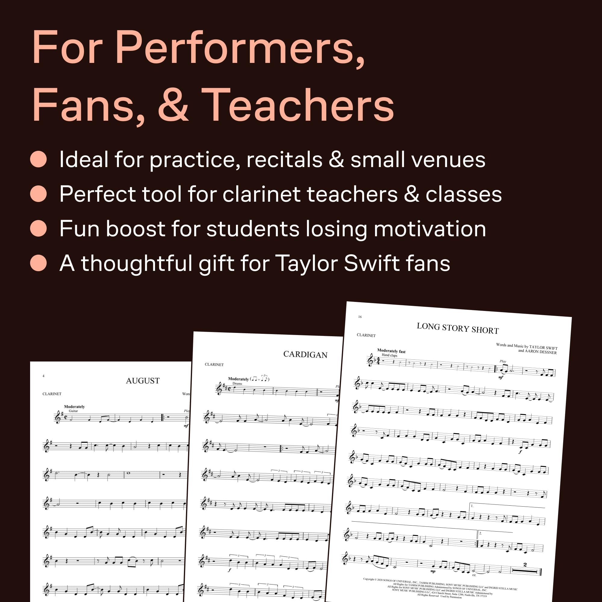 Taylor Swift - Selections from Folklore & Evermore: Clarinet Play-Along Book with Online Audio (Hal Leonard Instrumental Play-along)