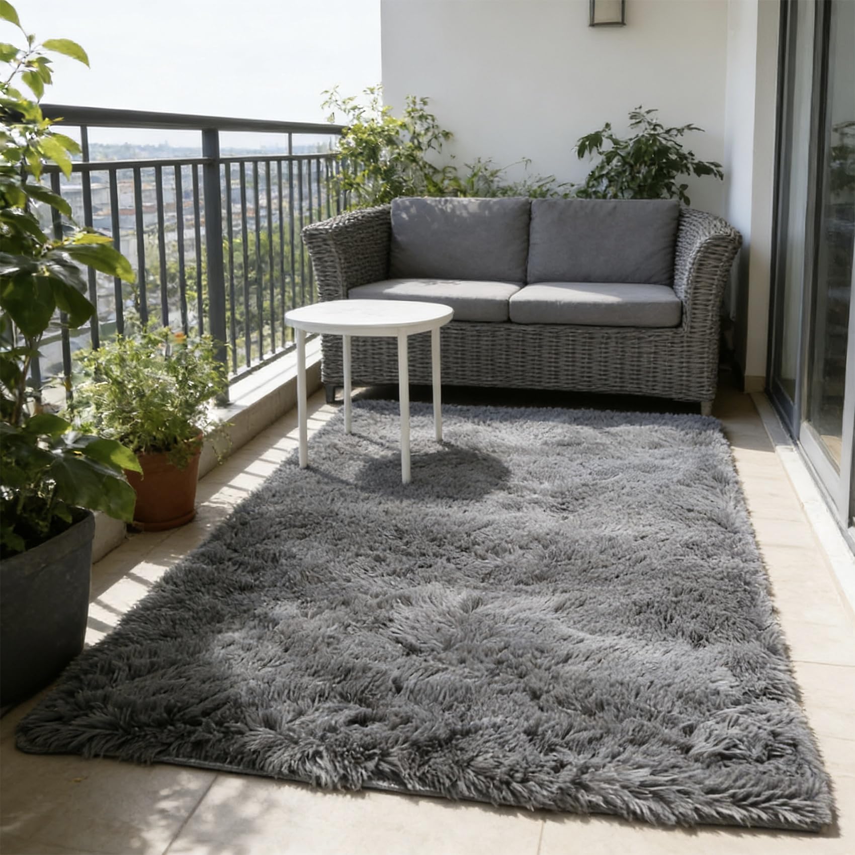 Tapis de Salon Antidérapant et Moelleux Facile à Entretenir Gris