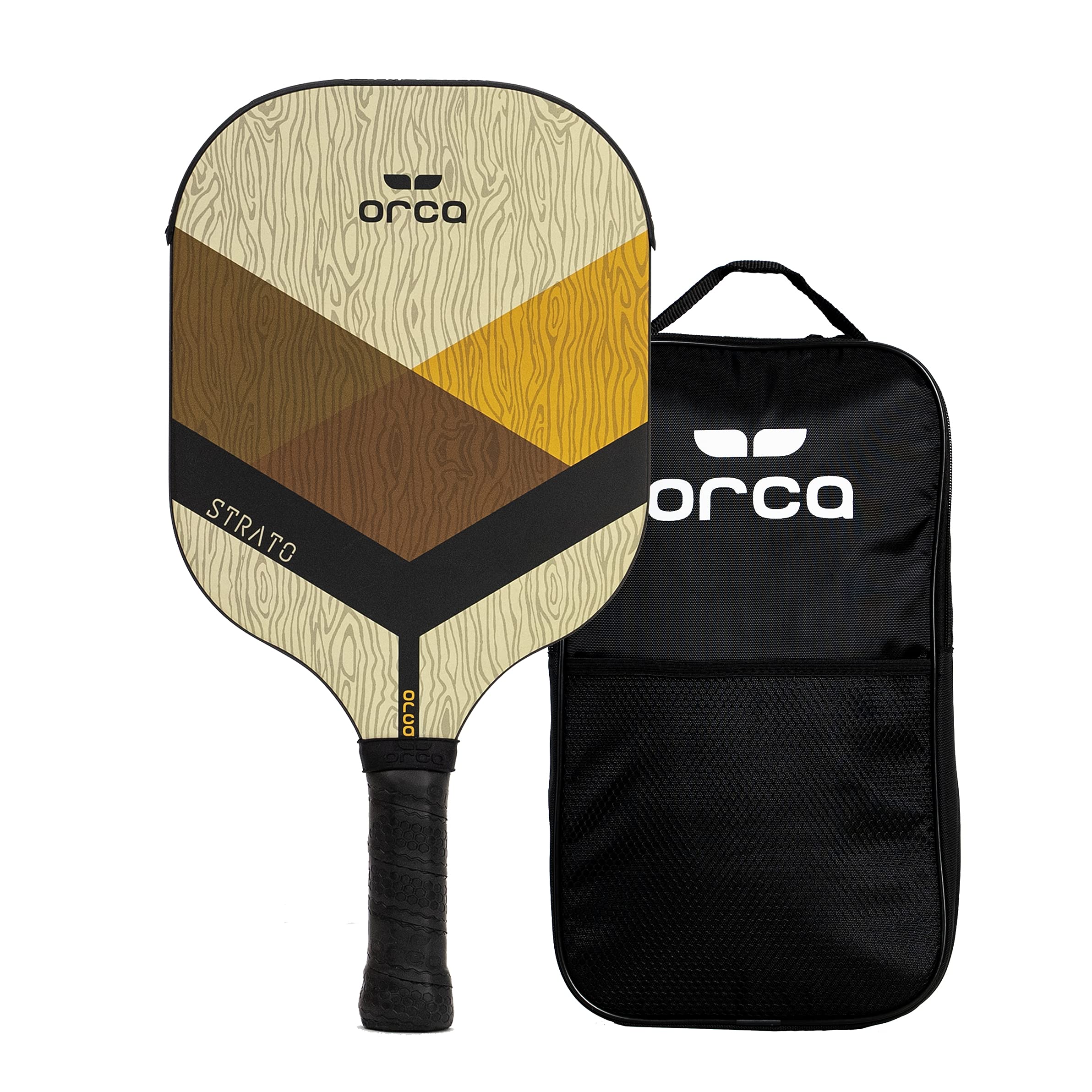 Orca Paddle Co. Strato Pickleball Paddle Set with Padded Carry Bag - Lightweight, Fiberglass Racket with Nomex Honeycomb Core, Anti-Slip Grip for Adults - Premium Pickle-Ball Equipment