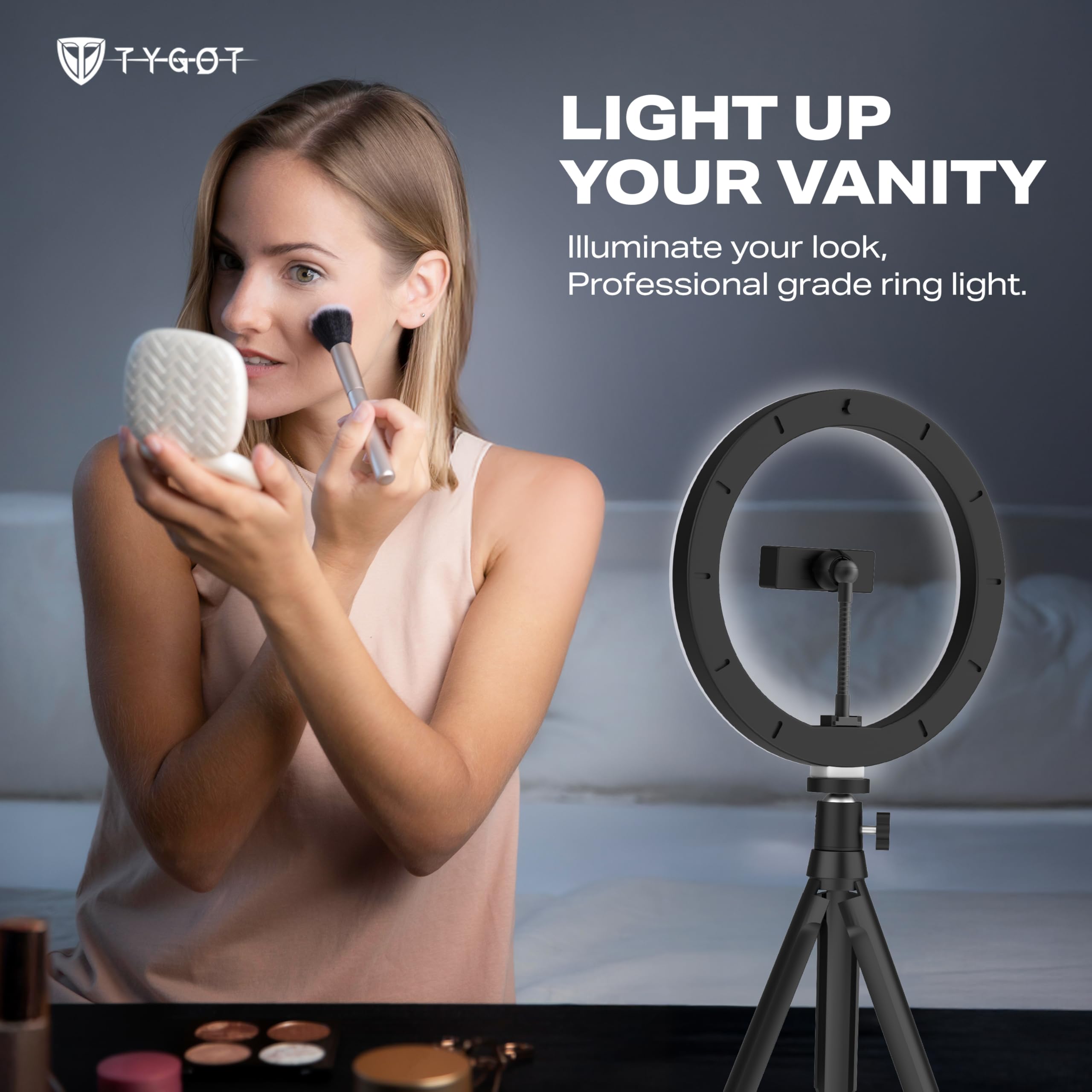 Tygot 10 Inches Ring Light with Tripod & USB, 3 Color Modes & 10 Brightness Levels, 360° Rotation Ring Light for Vlogging, Makeup, YouTube, Photoshoots, Live Streaming & Studio Lighting — Amazon image 8